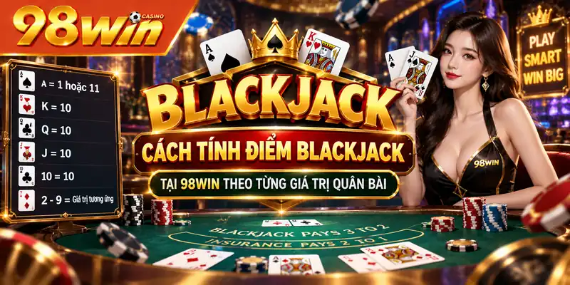 Cách tính điểm Blackjack tại 98WIN theo từng giá trị quân bài