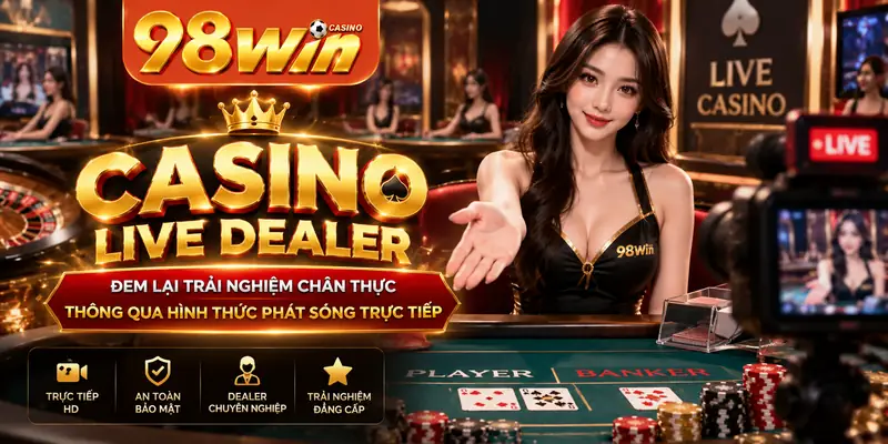 Casino Live Dealer đem lại trải nghiệm chân thực thông qua hình thức phát sóng trực tiếp