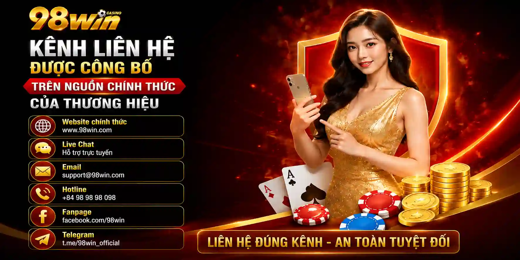 Kênh liên hệ được công bố trên nguồn chính thức của thương hiệu